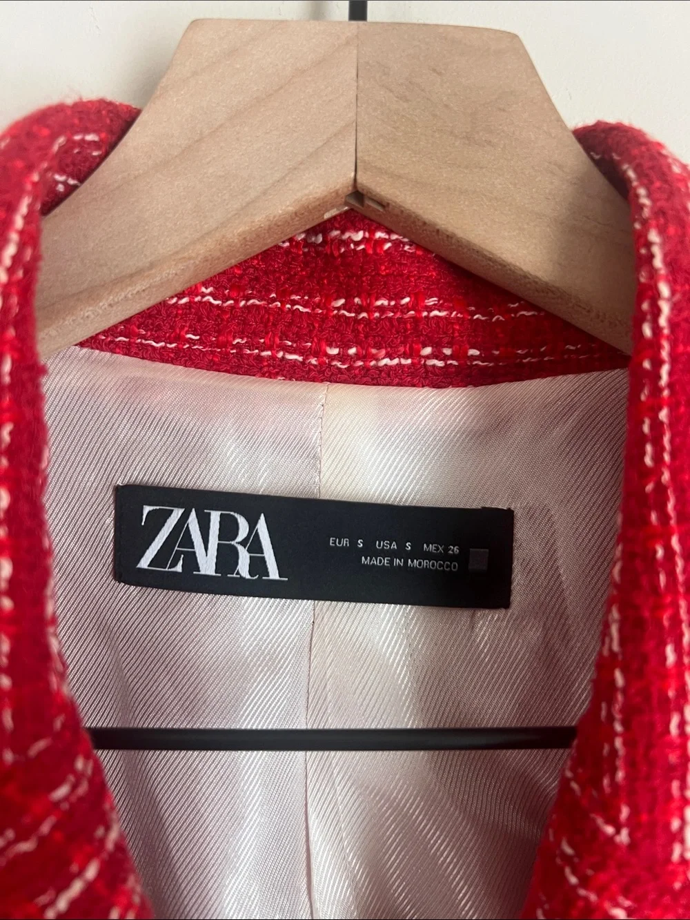 Zara Double Breasted Blazer Tailored Red Gold Buttons Tweed Sz Small - Picture 2 of 8